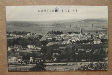 Postcard PC Chateau Salins 1915 Railway station Train Water-tower city France 57 Moselle